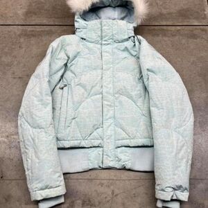 The North Face Sky Blue Jacket with Fur Trim
